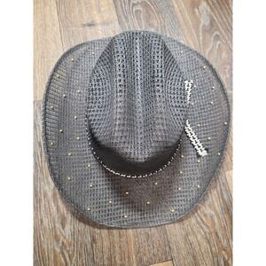 Summit Hats Black Straw Cowboy Hat Gold Studded Braided Band Made in Mexico